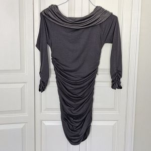 NWT cowl neck, ruched bodycon dress XS